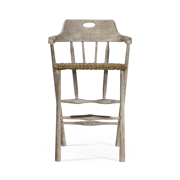 Smokers Style Navajo Sand & Rattan Bar Stool with Cushion