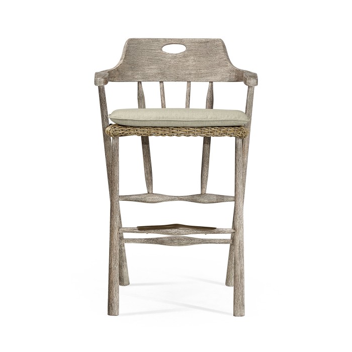 Smokers Style Navajo Sand & Rattan Bar Stool with Cushion