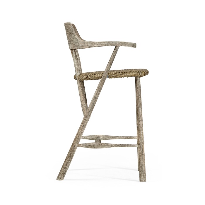 Smokers Style Navajo Sand & Rattan Bar Stool with Cushion