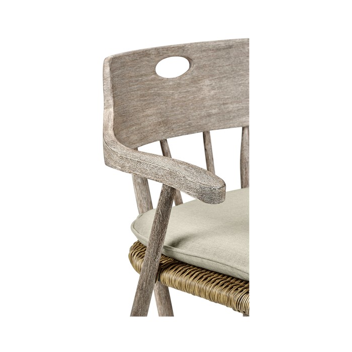 Smokers Style Navajo Sand & Rattan Bar Stool with Cushion