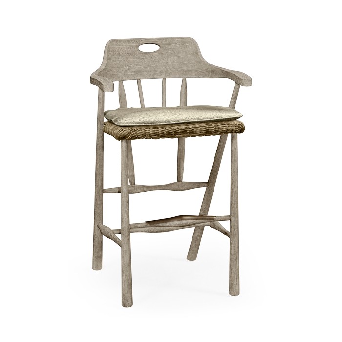 Smokers Style Navajo Sand & Rattan Bar Stool with Cushion