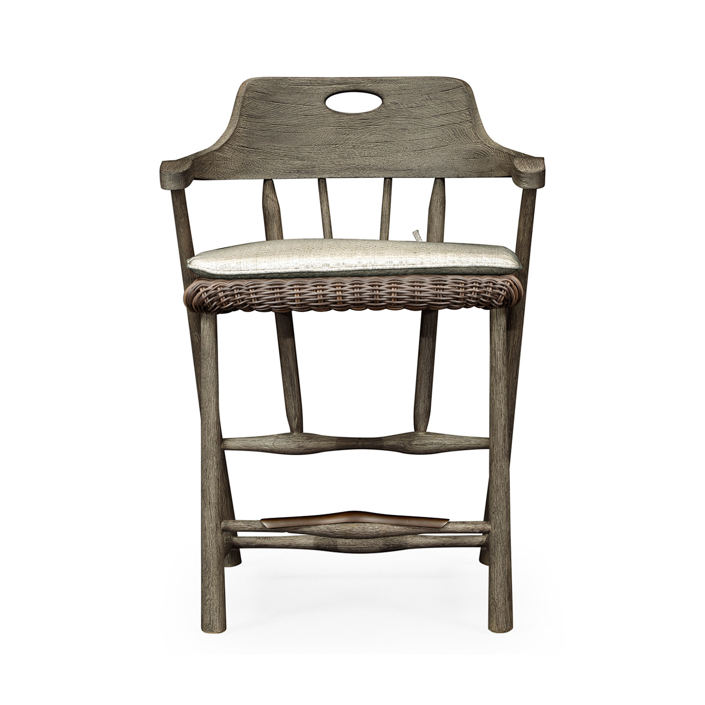 Smokers Style Grey & Rattan Counter Stool with Cushion