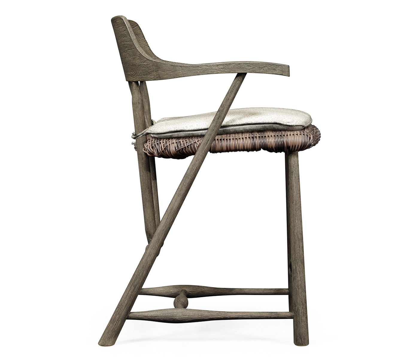 Smokers Style Grey & Rattan Counter Stool with Cushion