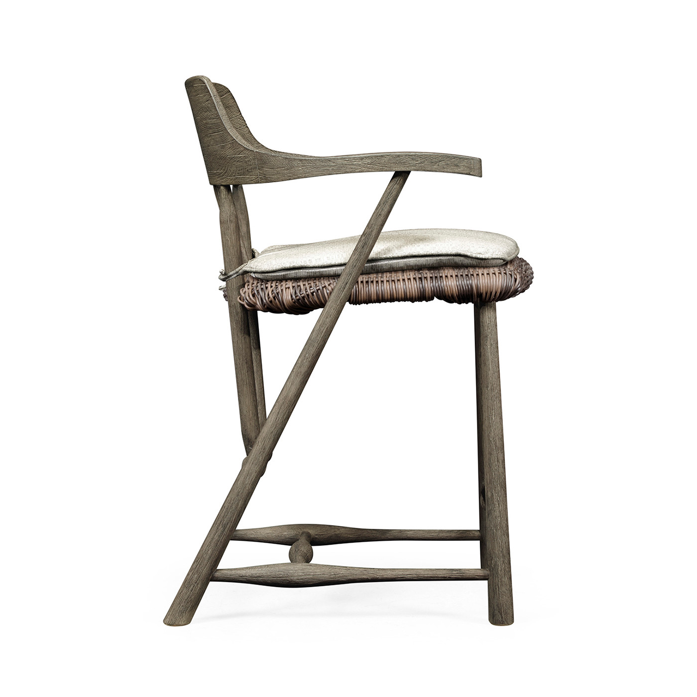 Smokers Style Grey & Rattan Counter Stool with Cushion