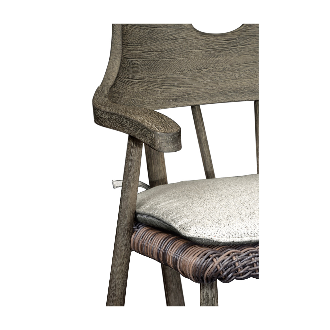 Smokers Style Grey & Rattan Counter Stool with Cushion