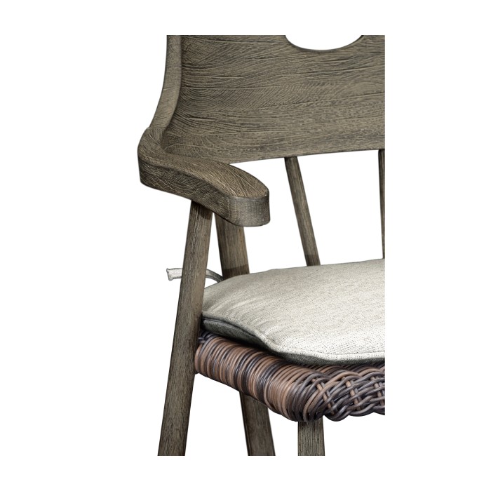 Smokers Style Grey & Rattan Counter Stool with Cushion