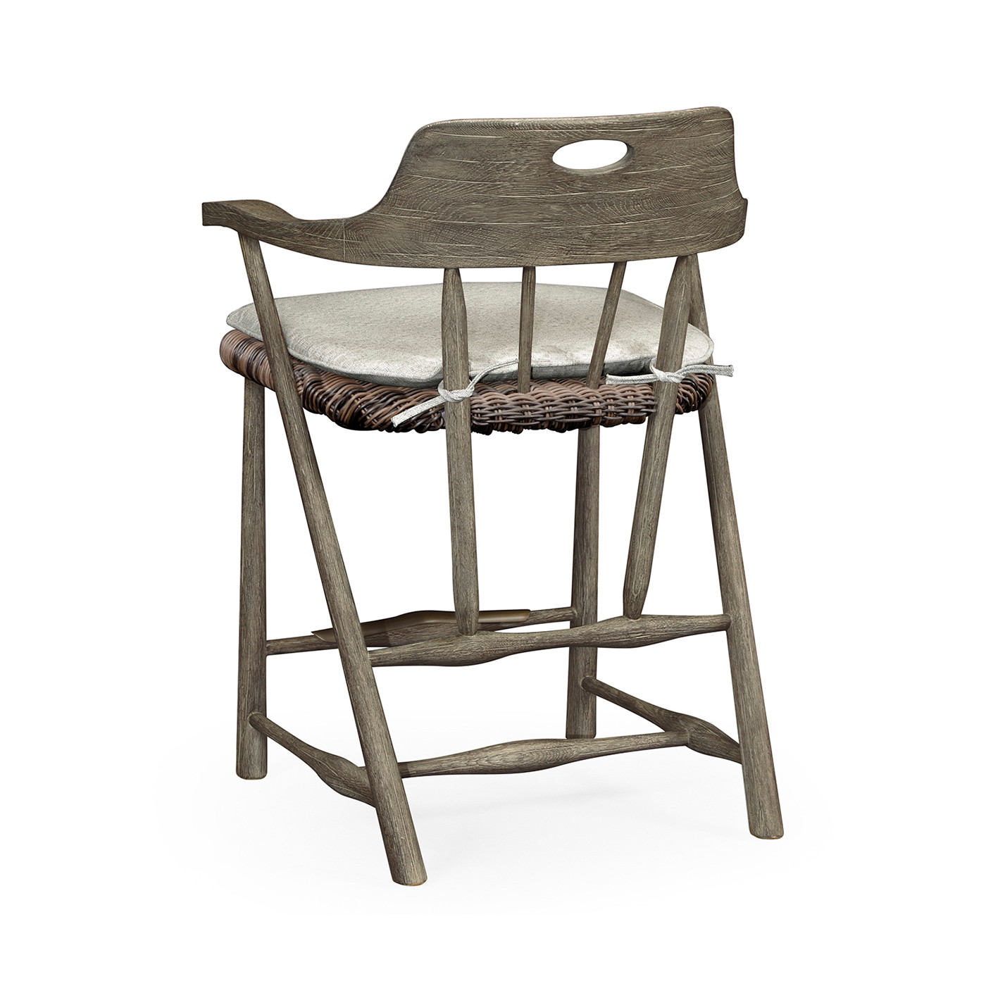 Smokers Style Grey & Rattan Counter Stool with Cushion
