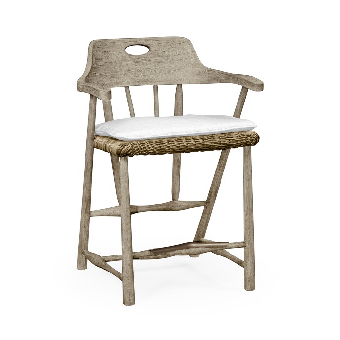 Smokers Style Navajo Sand & Rattan Counter Stool with Cushion