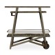 Tiered Grey & Antique Brass Bar Cart with Wheels