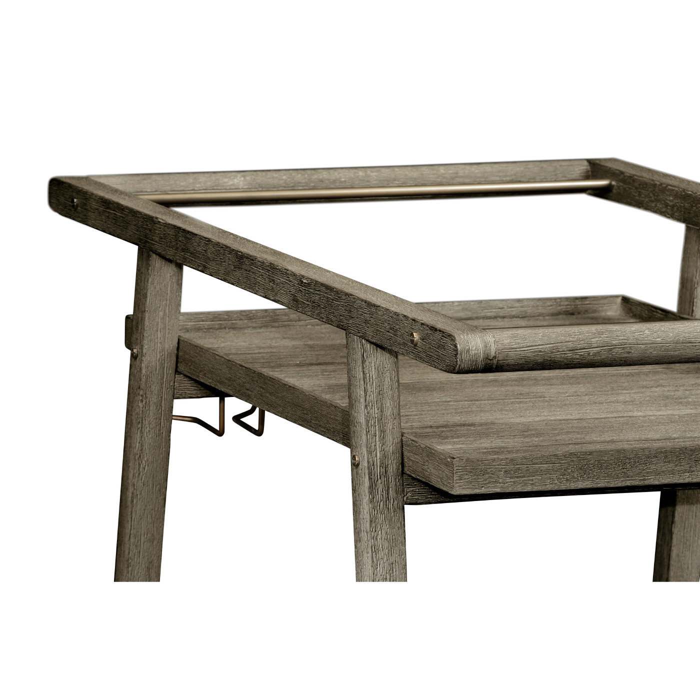 Tiered Grey & Antique Brass Bar Cart with Wheels