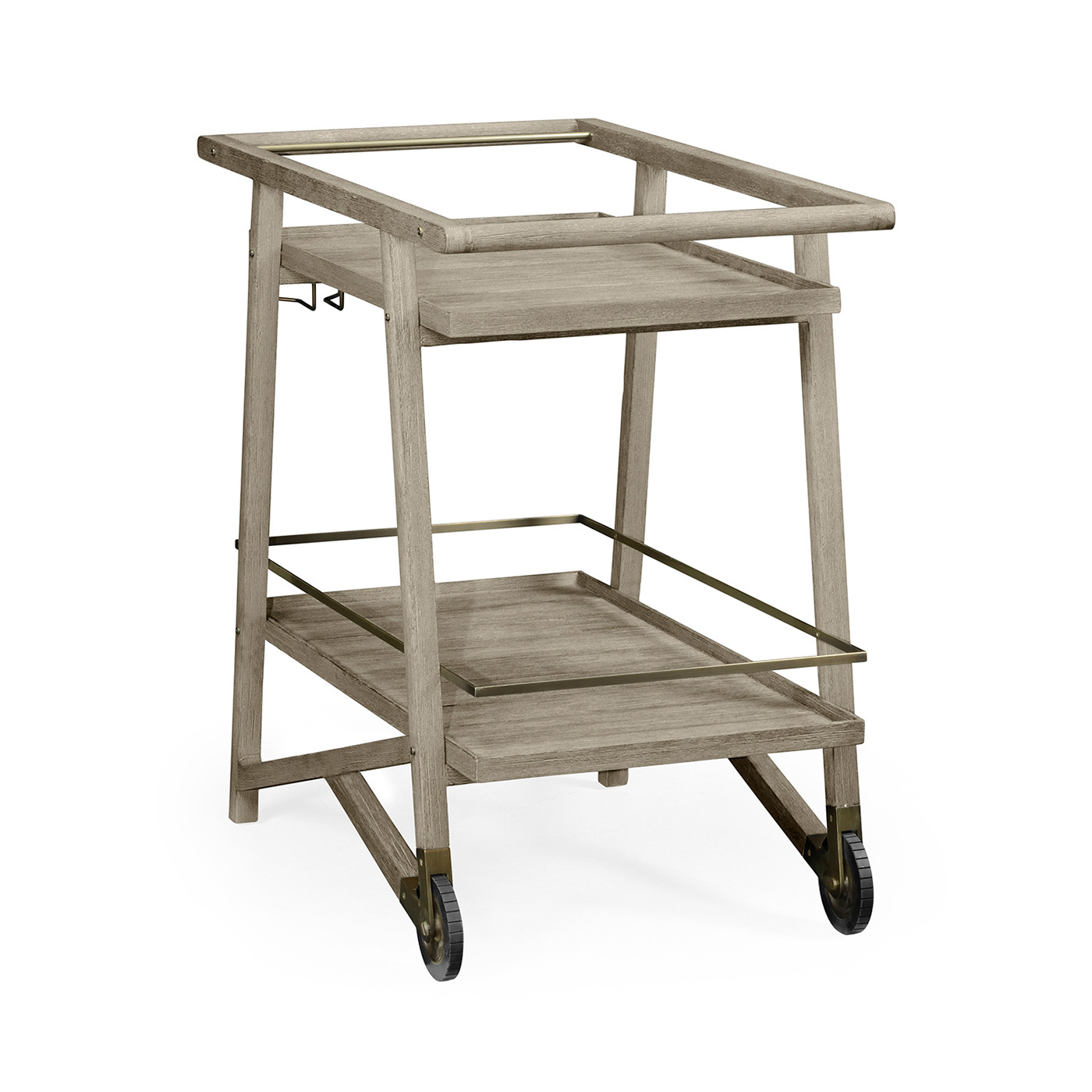 Tiered Navajo Sand & Antique Brass Bar Cart with Wheels