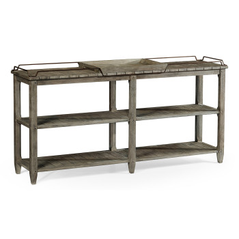Rectangular Grey & Brass Sideboard with Removable Tray