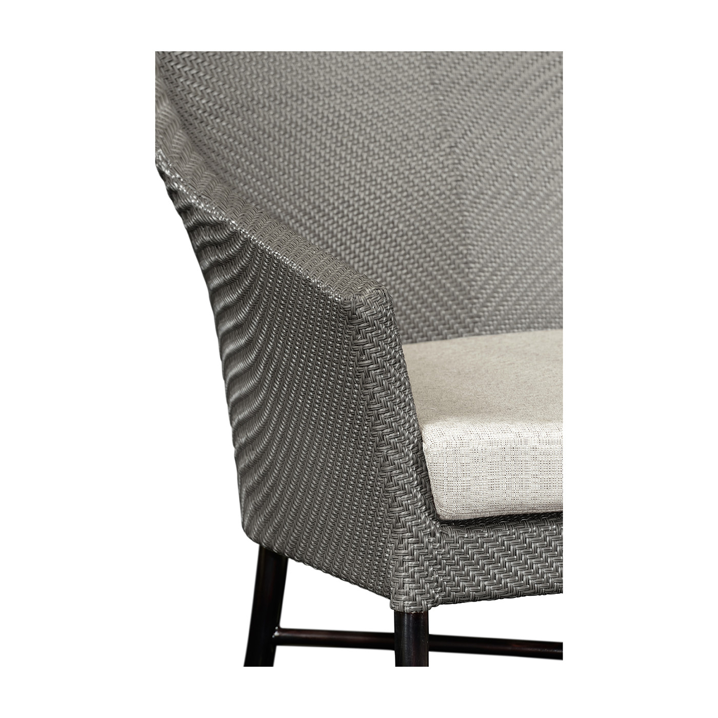 Rounded Back Mocha Steel & Dark Grey Rattan Dining Chair with Cushion