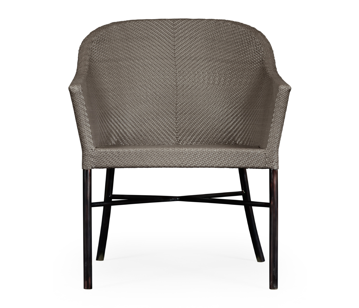 Rounded Back Mocha Steel & Dark Grey Rattan Dining Chair with Cushion