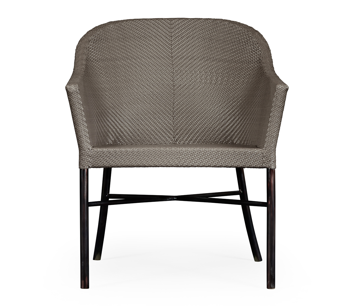 Rounded Back Mocha Steel & Dark Grey Rattan Dining Chair with Cushion