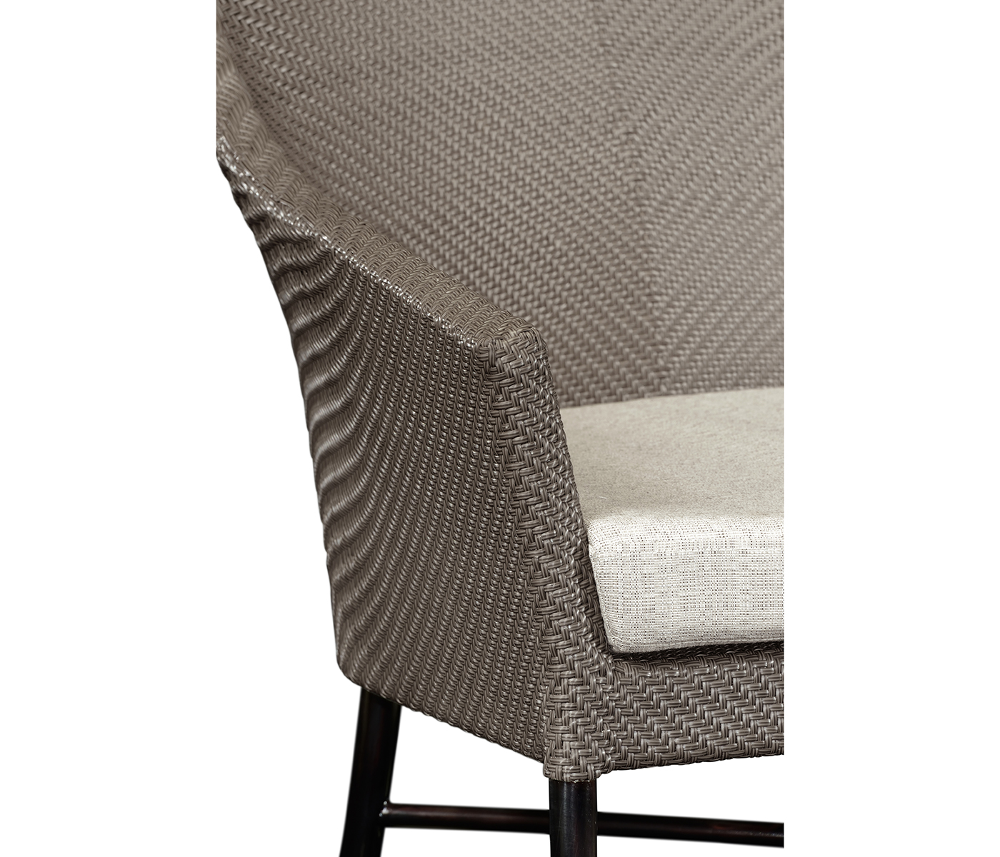 Rounded Back Mocha Steel & Dark Grey Rattan Dining Chair with Cushion