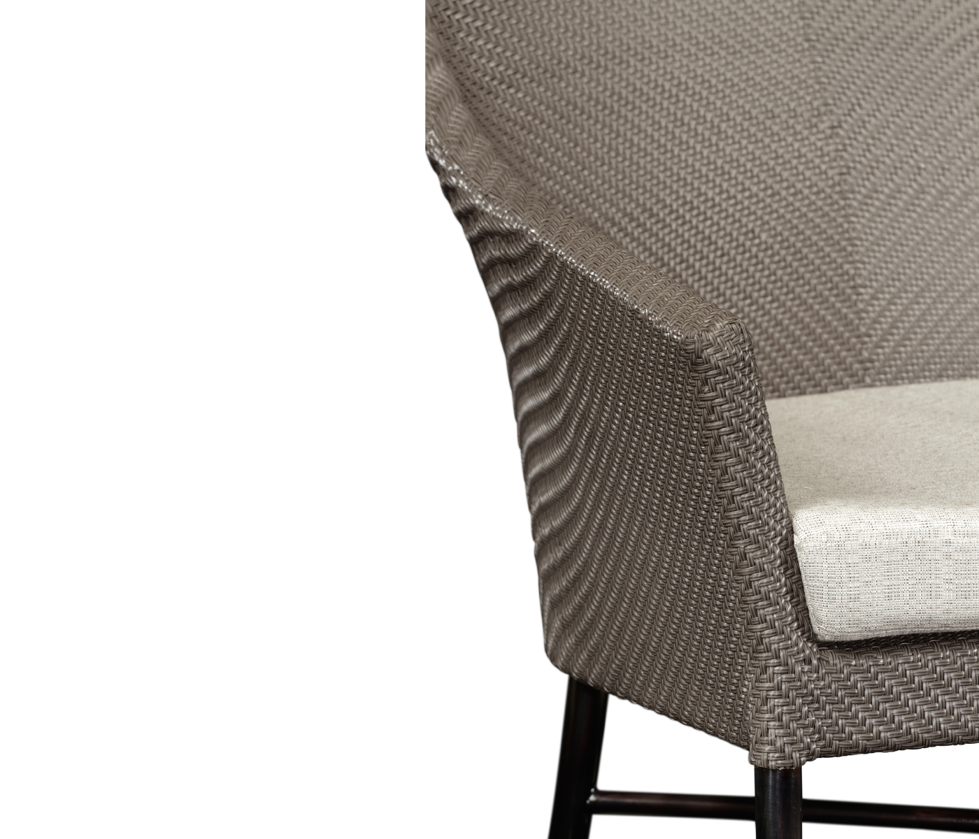 Rounded Back Mocha Steel & Dark Grey Rattan Dining Chair with Cushion