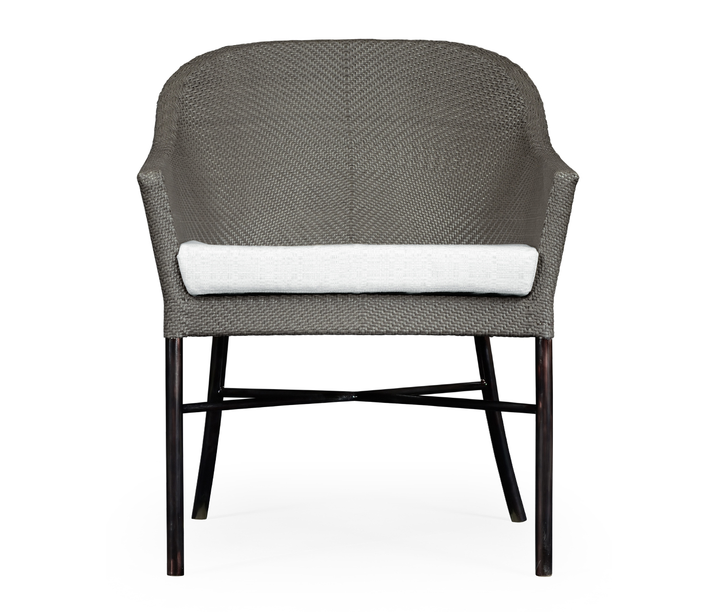 Rounded Back Mocha Steel & Dark Grey Rattan Dining Chair with Cushion