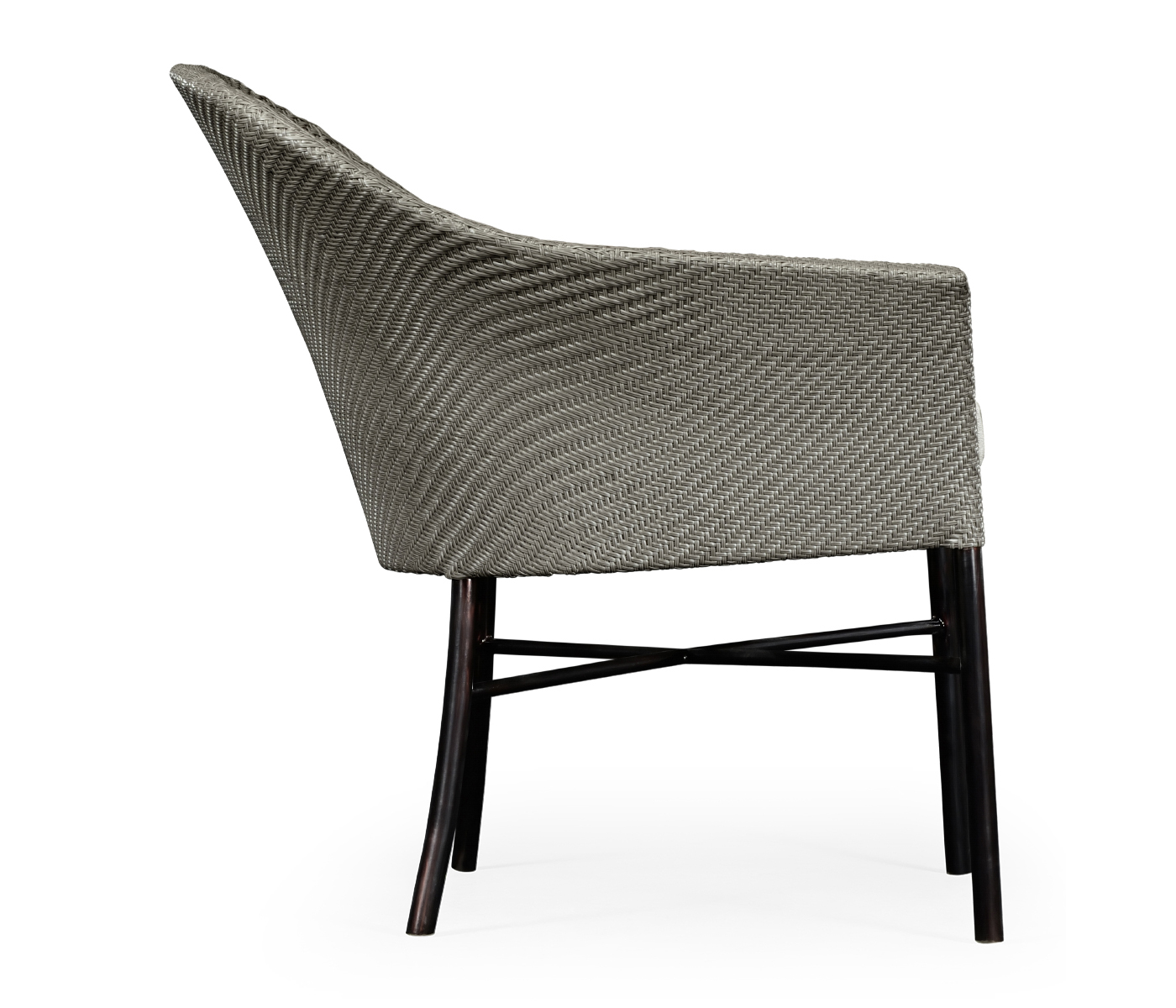 Rounded Back Mocha Steel & Dark Grey Rattan Dining Chair with Cushion