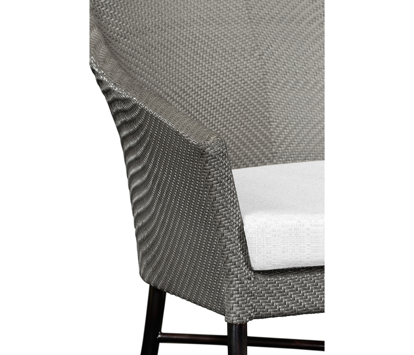 Rounded Back Mocha Steel & Dark Grey Rattan Dining Chair with Cushion
