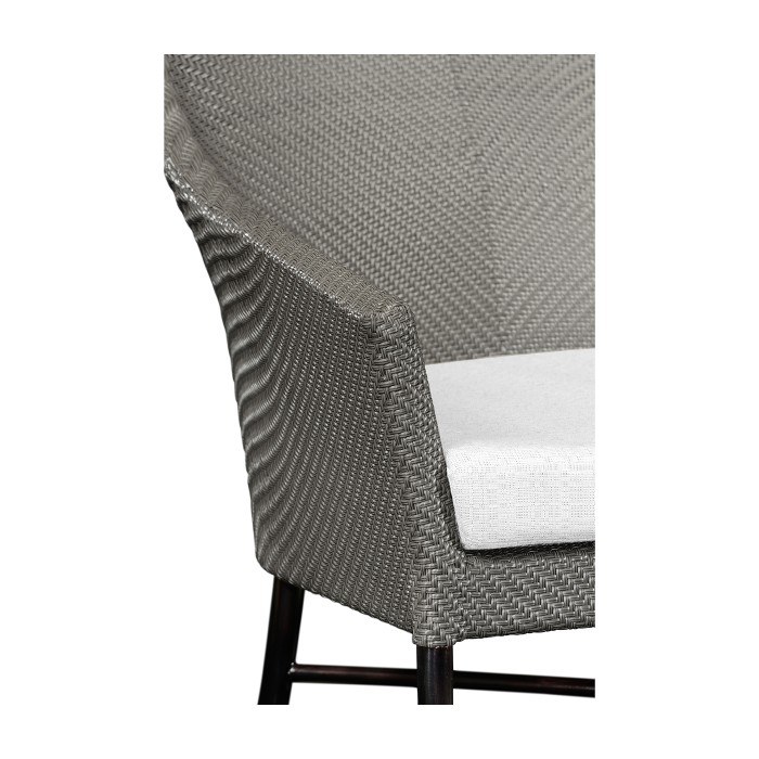 Rounded Back Mocha Steel & Dark Grey Rattan Dining Chair with Cushion