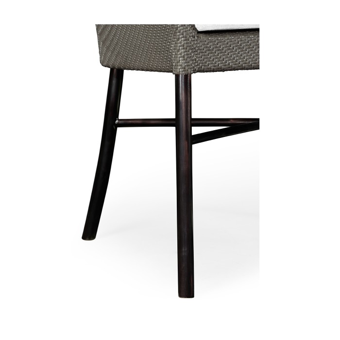 Rounded Back Mocha Steel & Dark Grey Rattan Dining Chair with Cushion