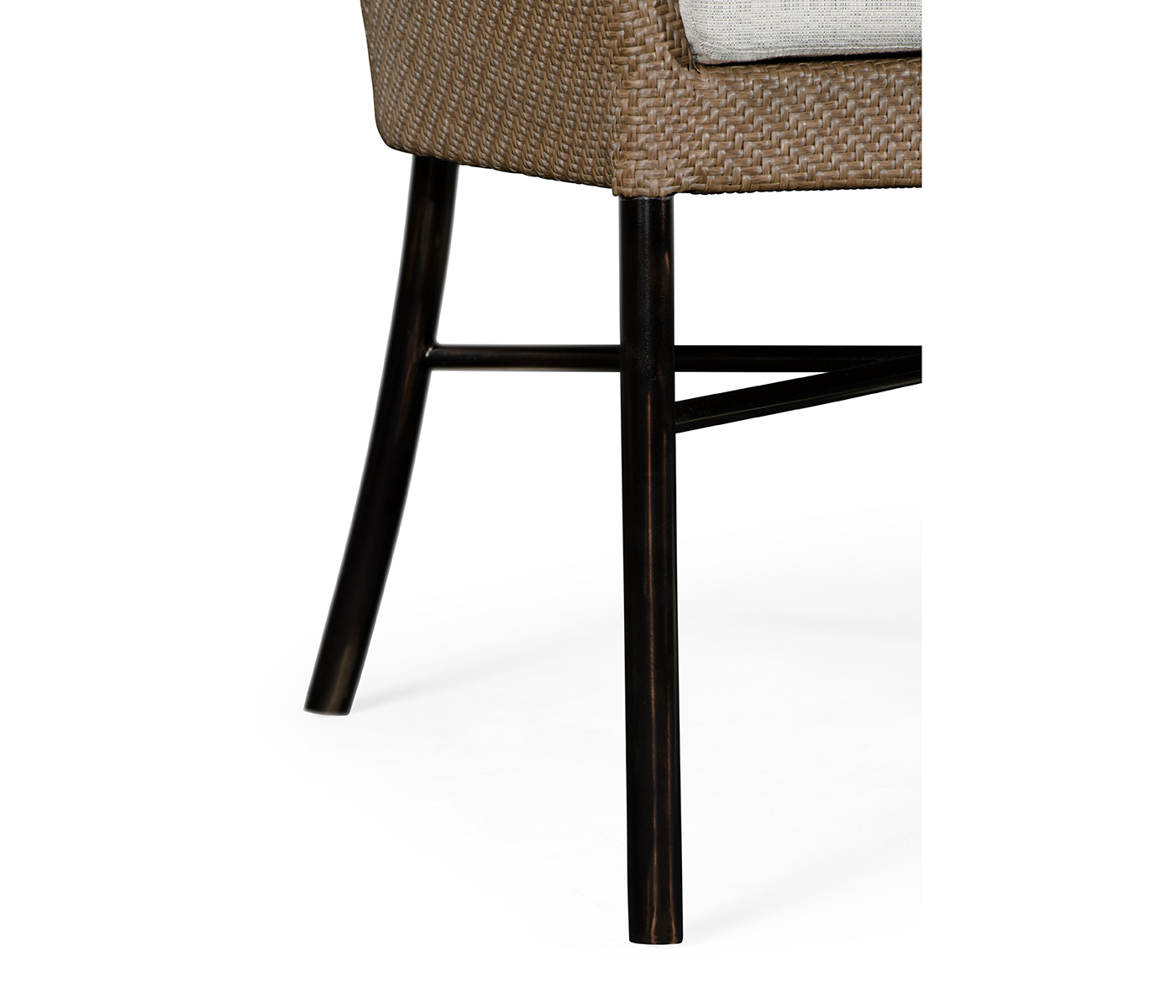 Rounded Back Mocha Steel & Tan Rattan Dining Chair with Cushion