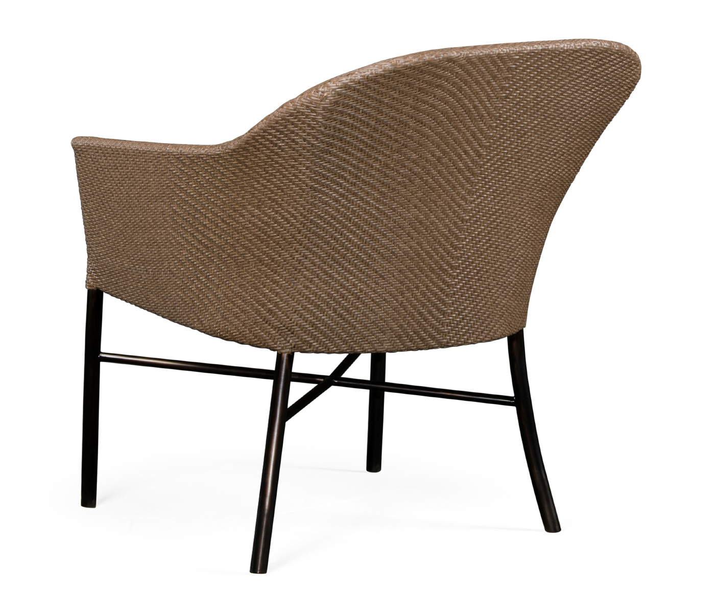 Rounded Back Mocha Steel & Tan Rattan Dining Chair with Cushion