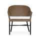 Rounded Back Mocha Steel & Tan Rattan Dining Chair with Cushion