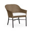 Rounded Back Mocha Steel & Tan Rattan Dining Chair with Cushion