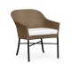Rounded Back Mocha Steel & Tan Rattan Dining Chair with Cushion