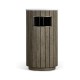 Round Grey & Antique Brass Wastebasket with Faux Marble Top