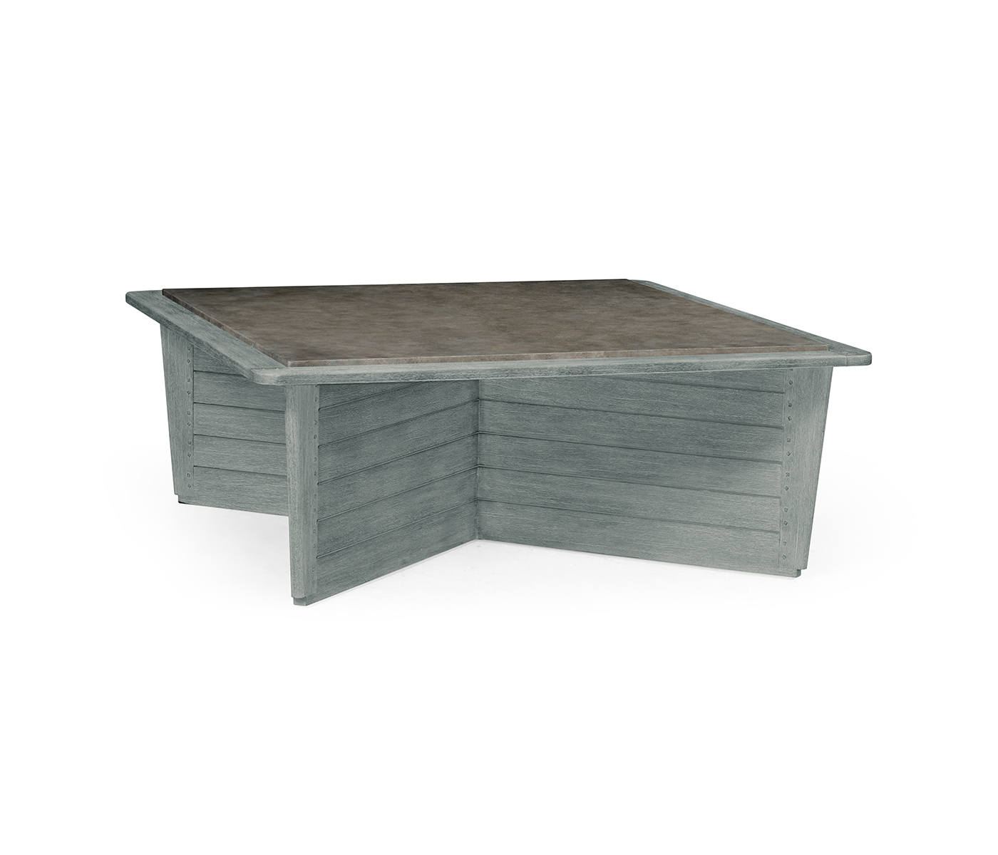 Square Cloudy Grey & Concrete Coffee Table with an X-Base