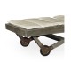 Grey Chaise Lounge on Wheels with a Retractable Drink Holder & Cushion