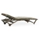 Grey Chaise Lounge on Wheels with a Retractable Drink Holder & Cushion