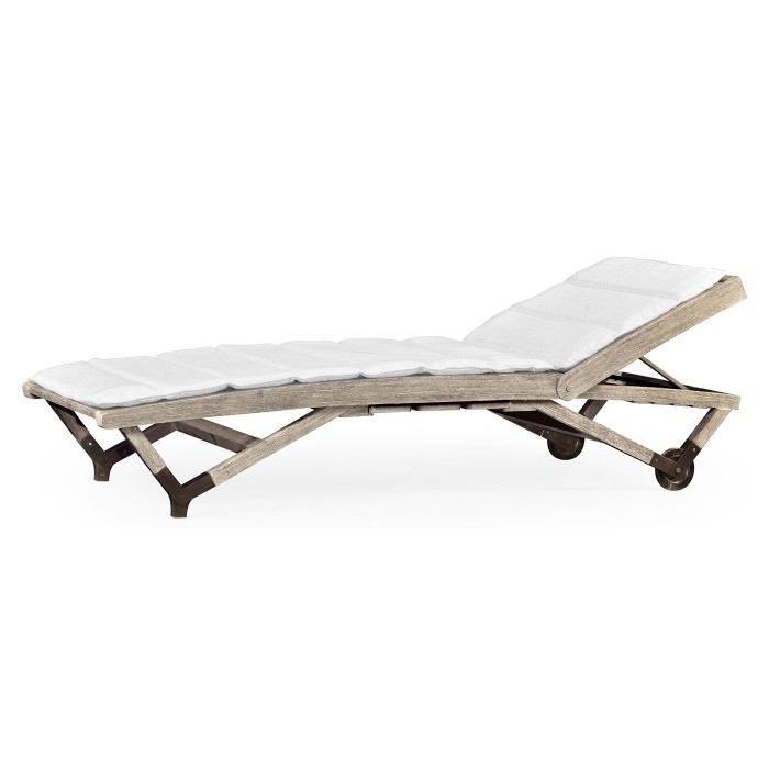 Navajo Sand Chaise Lounge on Wheels with a Retractable Drink Holder & Cushion