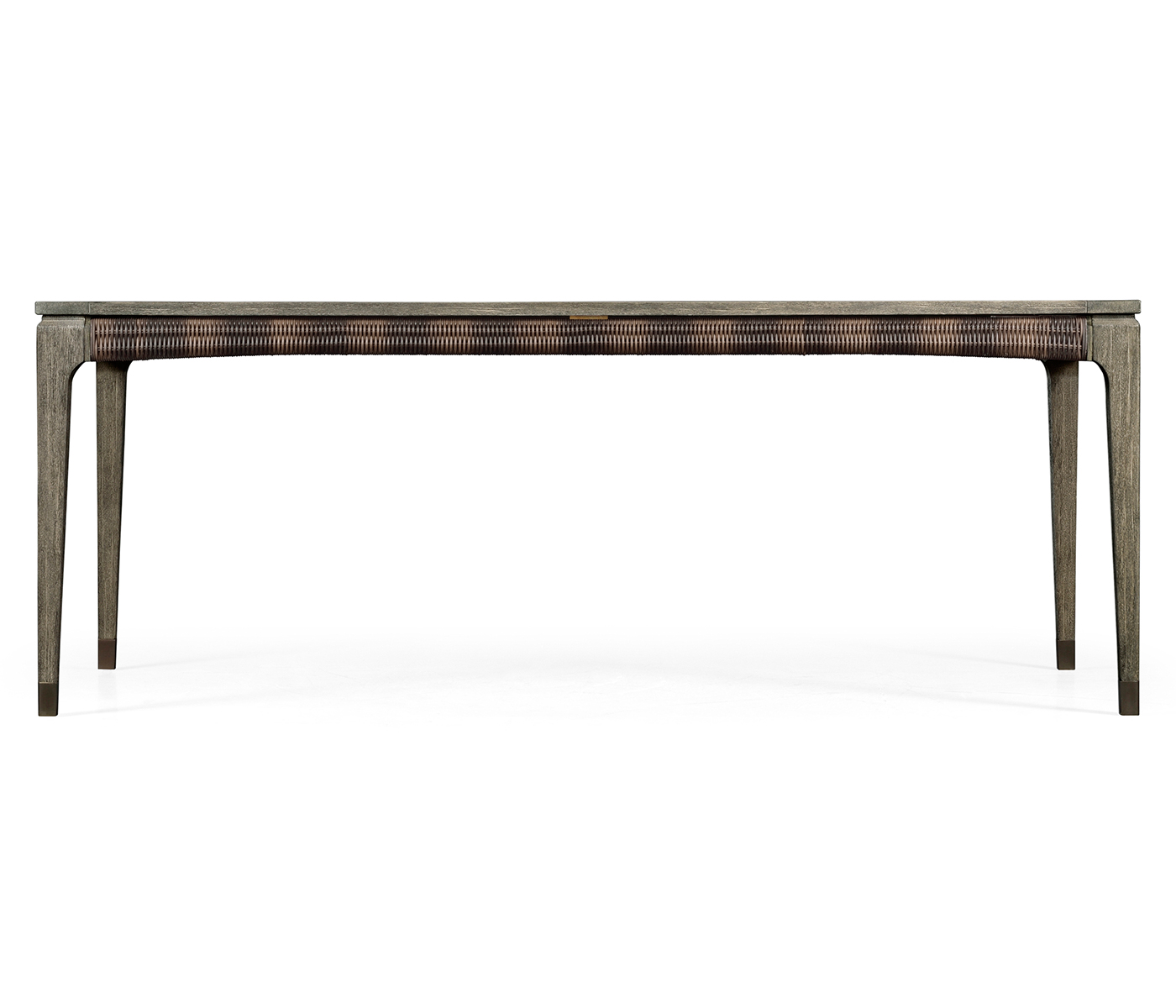 Rectangular Grey & Rattan Dining Table