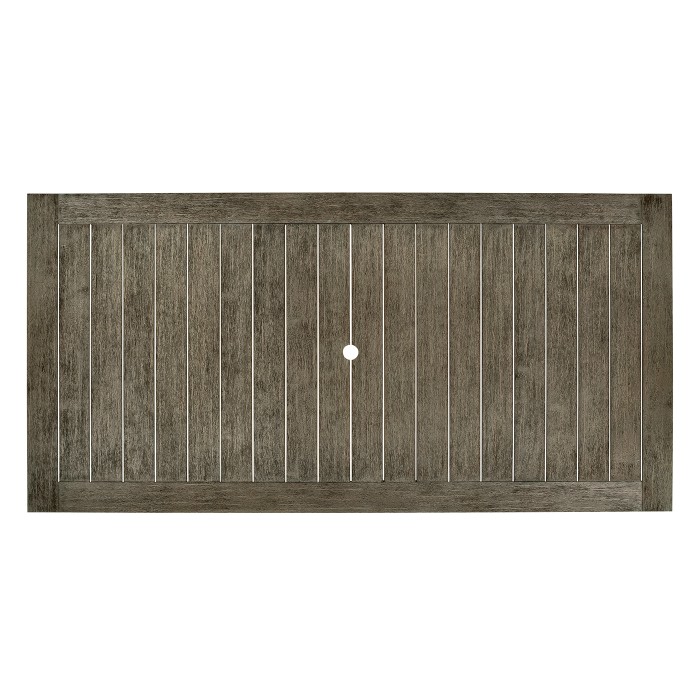 Rectangular Grey & Rattan Dining Table 80