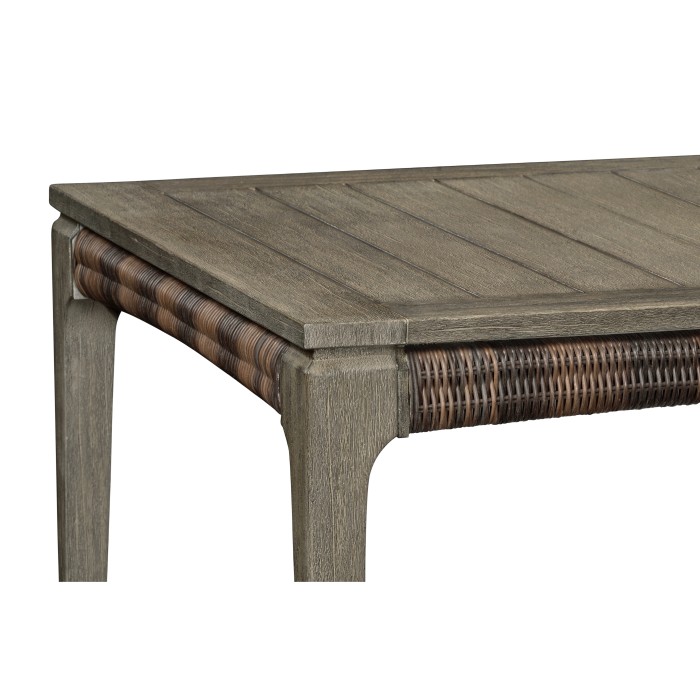 Rectangular Grey & Rattan Dining Table 80