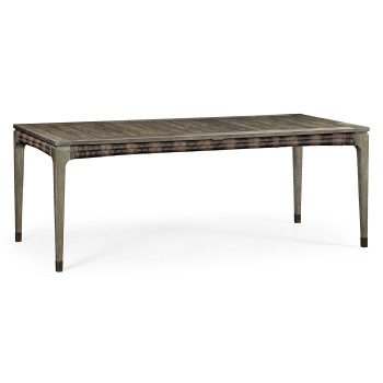 Rectangular Grey & Rattan Dining Table 80