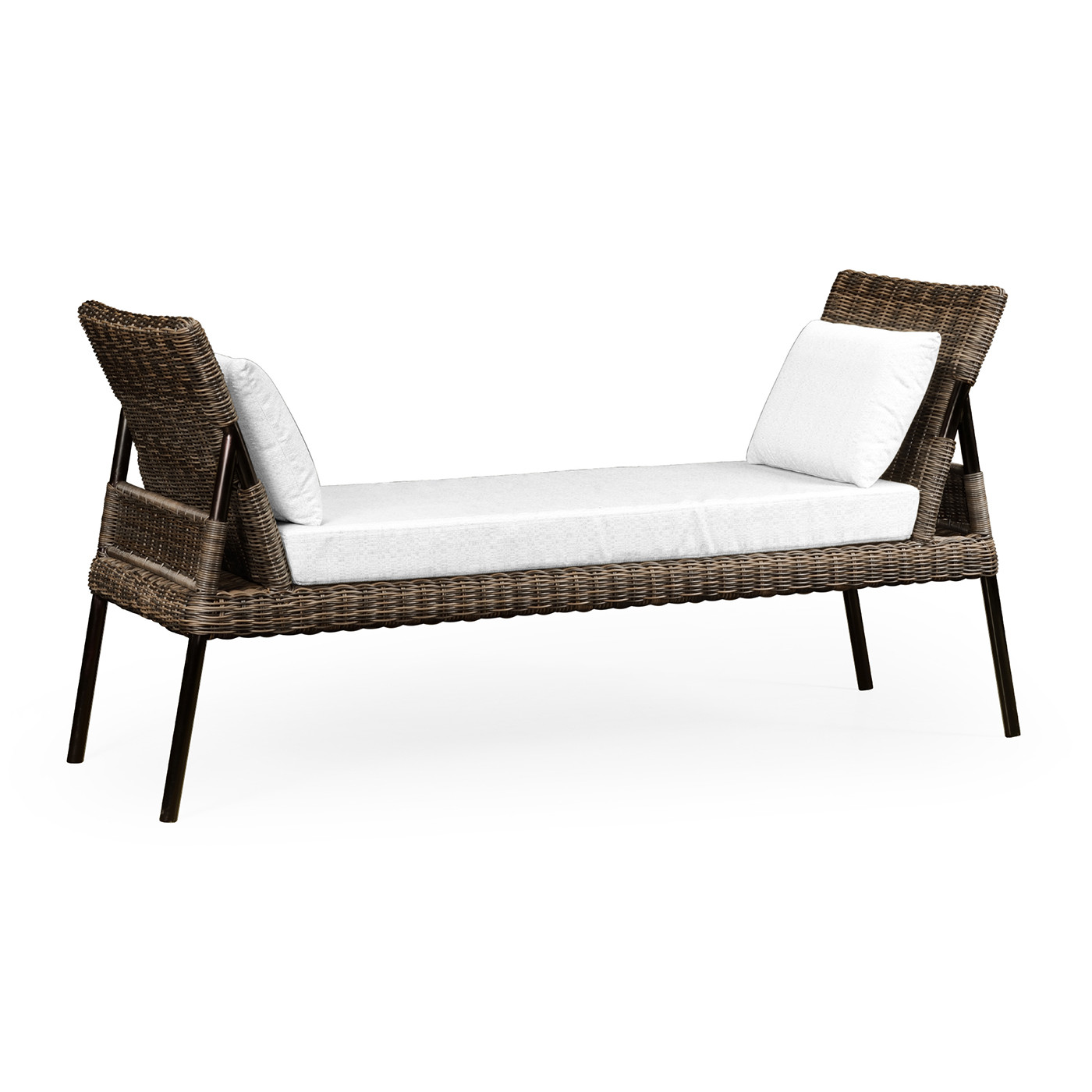 Rattan Latt Bench with Cushion & Pillows