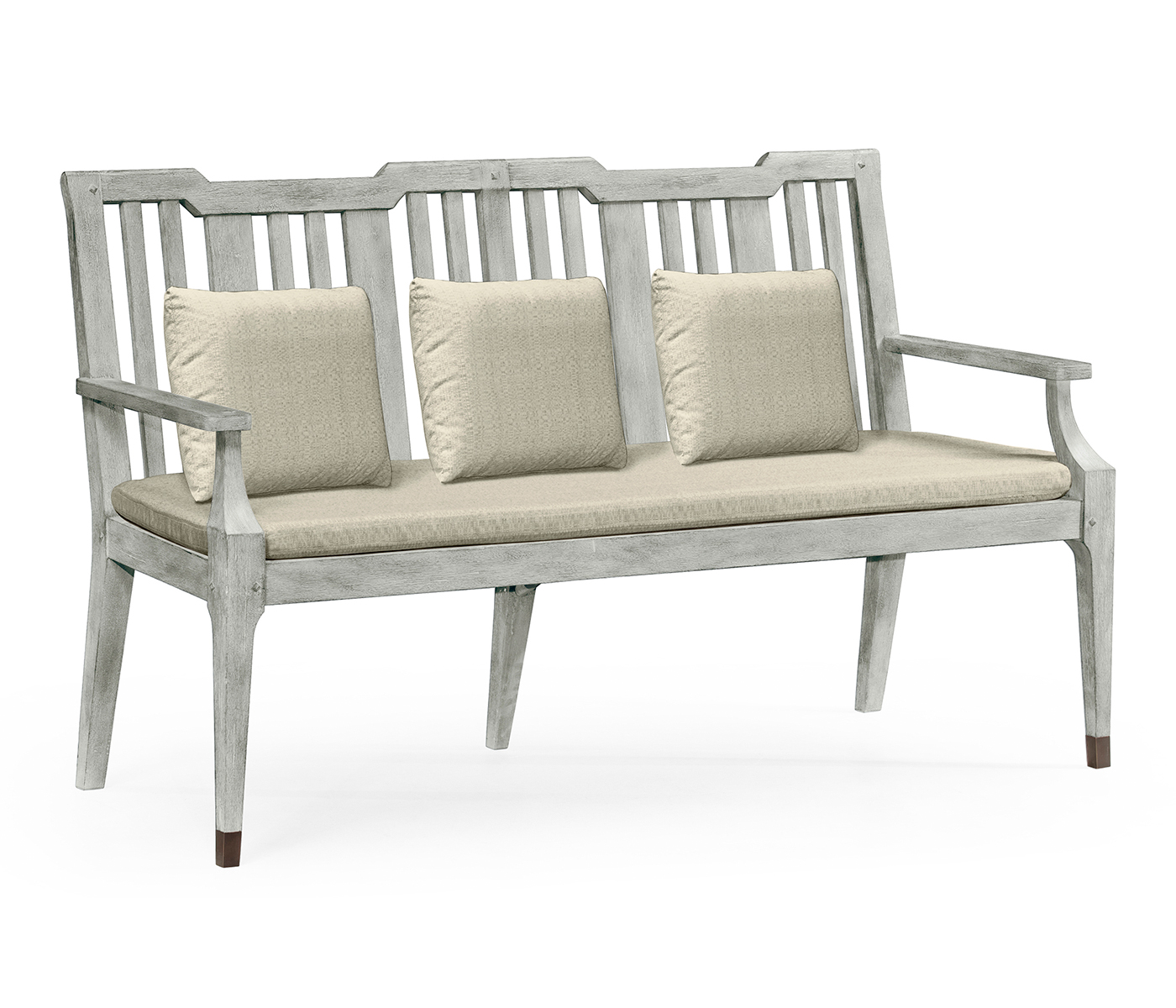Cloudy Grey Garden Bench with Cushion & Pillows