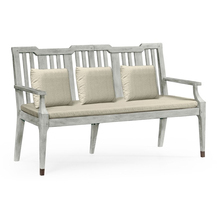 Cloudy Grey Garden Bench with Cushion & Pillows