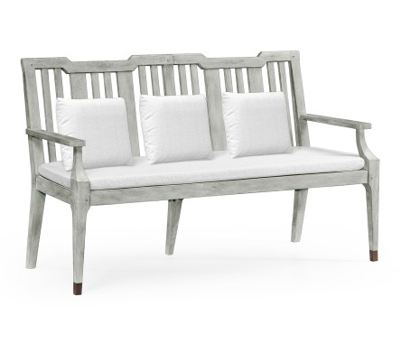 Cloudy Grey Garden Bench with Cushion & Pillows