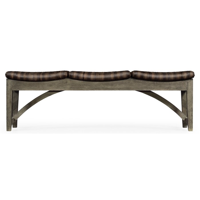 Three-Seat Grey & Rattan Bench