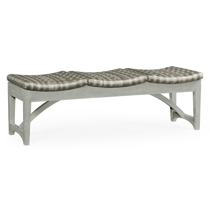 Three-Seat Cloudy Grey & Light Grey Rattan Bench