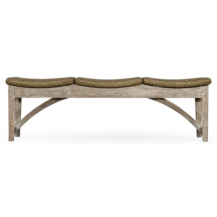 Three-Seat Navajo Sand & Light Natural Rattan Bench