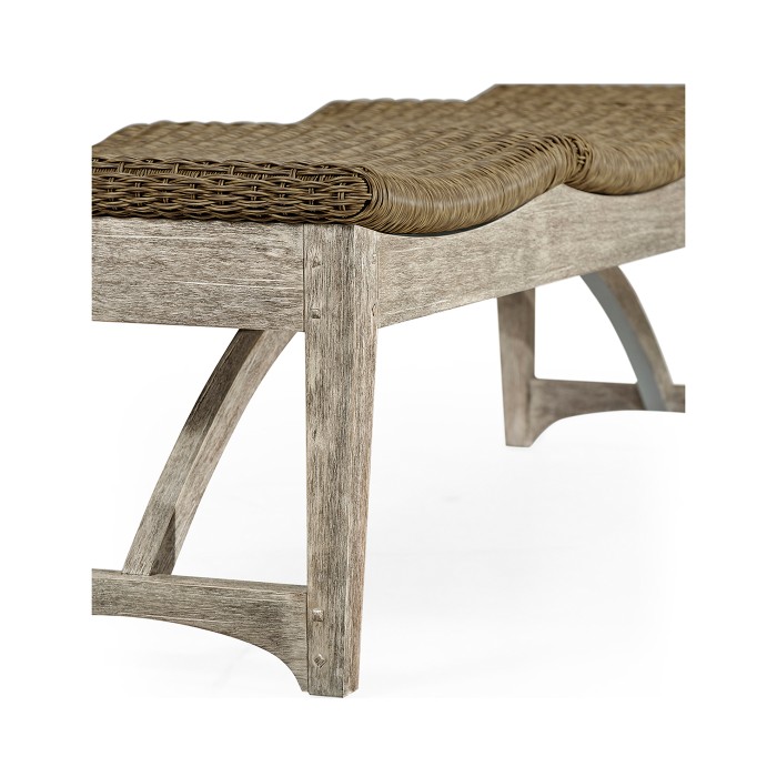 Three-Seat Navajo Sand & Light Natural Rattan Bench