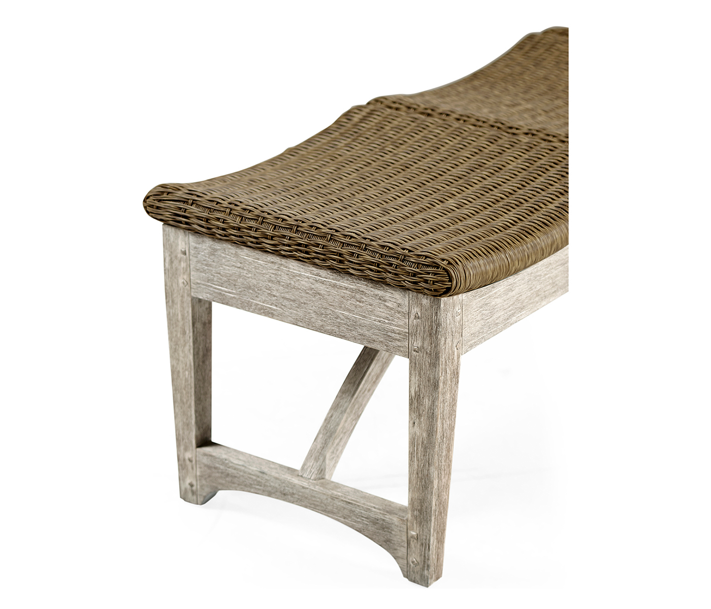 Three-Seat Navajo Sand & Light Natural Rattan Bench