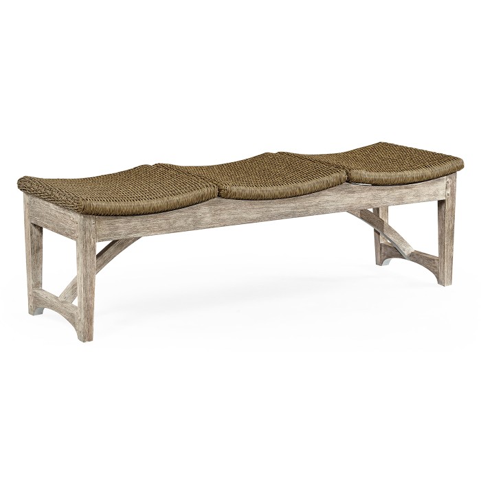 Three-Seat Navajo Sand & Light Natural Rattan Bench